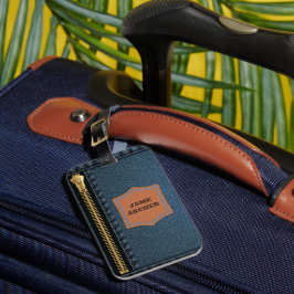 De Bagagem Roupa Azul Denim Com Zip E Etiqueta Tecido Jean