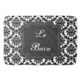 De Banheiro Damasco Design preto e branco tapete preto