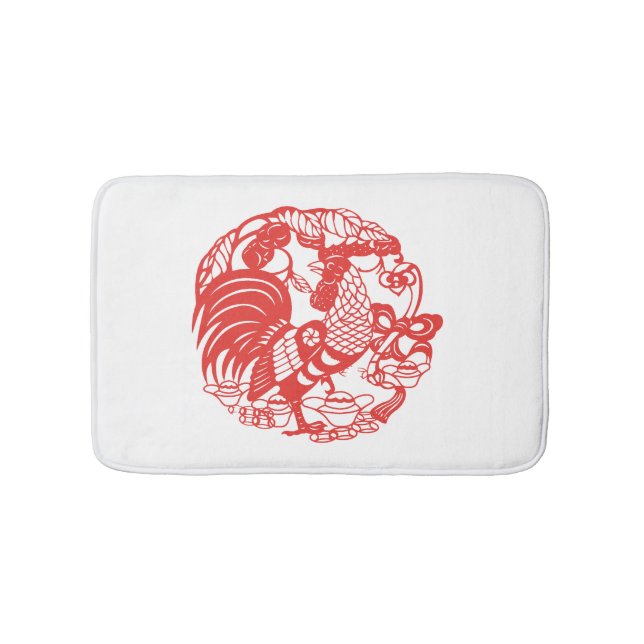 De Banheiro Papercut chinês Rooster Ano 2017 tapete branco (frente)