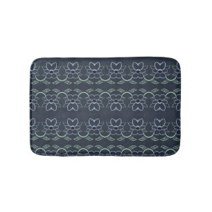 De Banheiro Tapete Floral Azul Naval Elegante