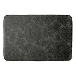 De Banheiro Tapete Renda floral detalhada em preto desing
