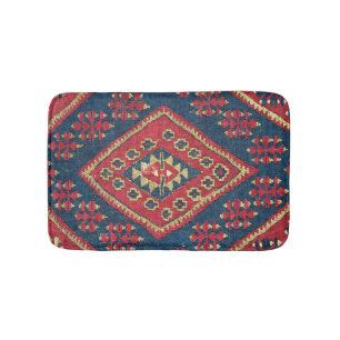 De Banheiro Tapete Turco Kilim Antigo Vermelho Azul