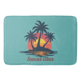De Banheiro Vibrações do Pôr do Sol Palmeiras Tropicais Tapete