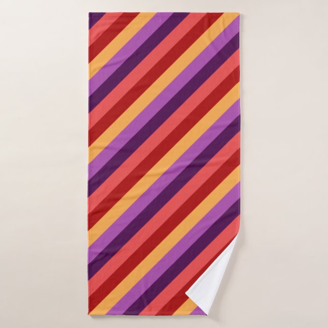De Banho Cherry Red Violet Stripes Bath Toalha (Toalha de Banho)