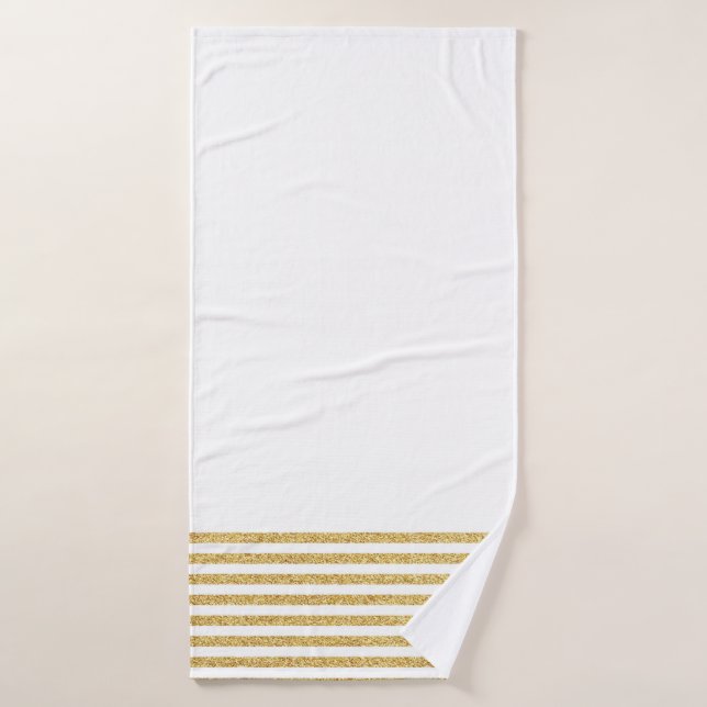 De Banho Toalha Dourada Stripe Bath (Toalha de Banho)