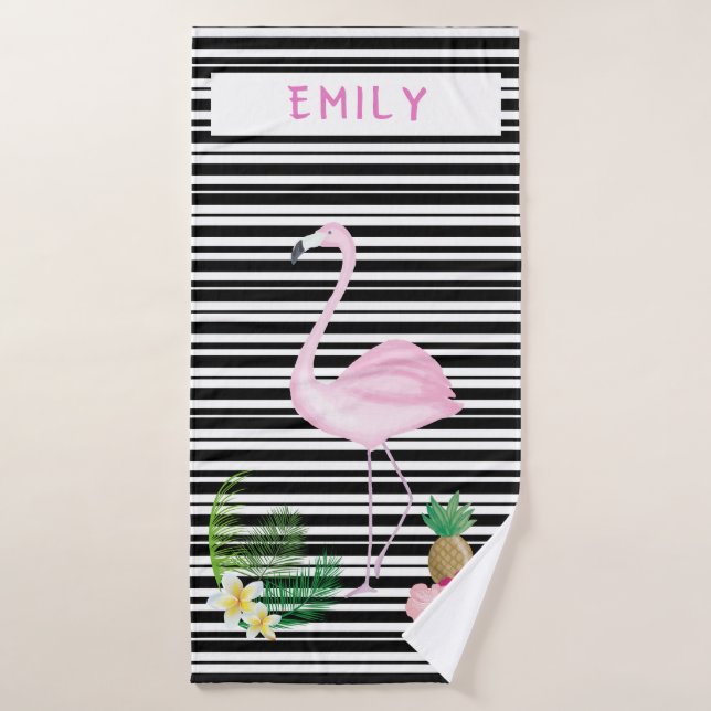 De Banho Toalha Flamingo Beach Personalizada (Toalha de Banho)