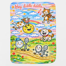 Cobertor da Rima Infantil Hey Diddle Diddle
