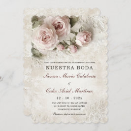 De Boda Elegante Con Flores Rosa Pastel Convite