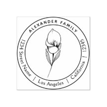 Boho floral desenhado Lily carimbo personalizado