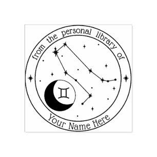 De Borracha Carimbo do Livro Zodiac Personalizado Gemini