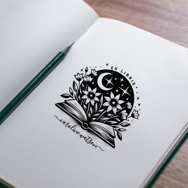 De Borracha Fantasy Floral Book Ex libris Carimbo (Criador carregado)