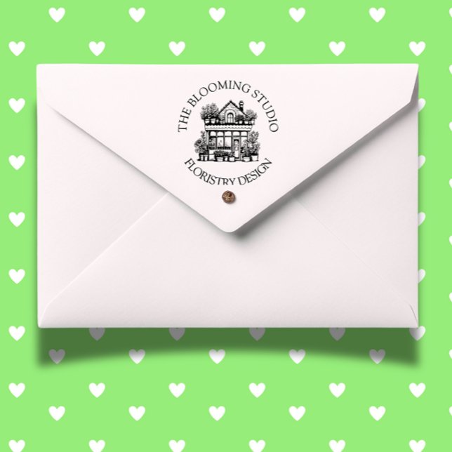 De Borracha Flower Storefront - Carimbo (Personalize your crafts or business with a charming Flower Storefront Rubber Stamp.)