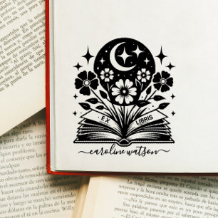 De Borracha Livro Floral Vintage Ex libris Carimbo
