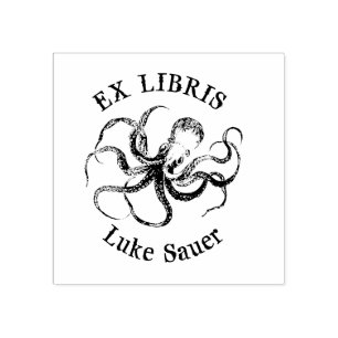 De Borracha para Luke octopus ex libris carimbo