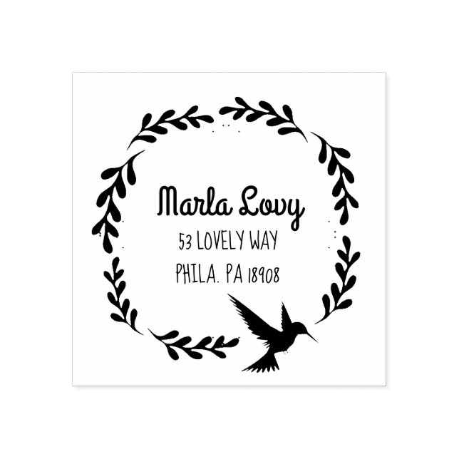 De Borracha TINY VINES HUMMINGBIRD Endereço Carimbo (Impressão)