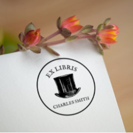 De Borracha Vintage Hat Ex Libris Livro Chapa Madeira Carimbo