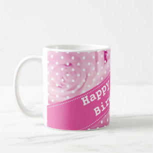 De Café 100th Caneca do aniversário com as flores do rosa