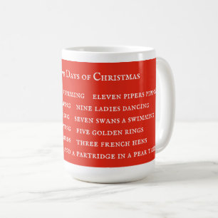 De Café 12 DIAS LETRA Caneca Alta Branca / Vermelha