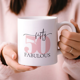 De Café "50 e fabuloso" Aniversário, rosa e caneca preta