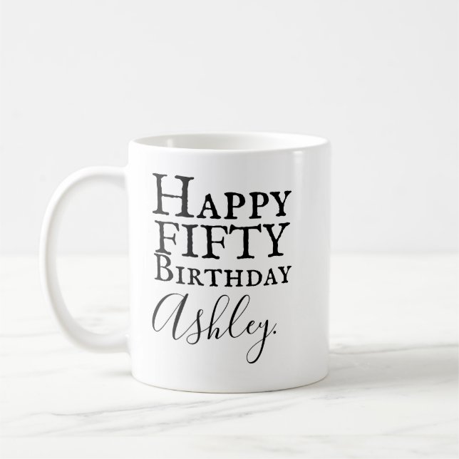 De Café 50th caneca personalizada do aniversário (Esquerda)