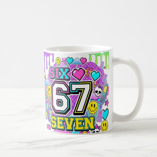 De Café 67 Six Seven Retro Y2K Estético caneca (Direita)