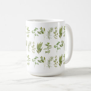 De Café 6 ERVAS FRESQUINHAS Caneca Alta Branca (totalmente