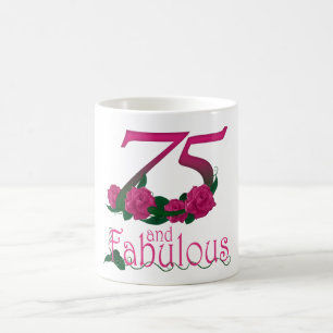 De Café 75th caneca da flor do rosa do rosa do aniversári
