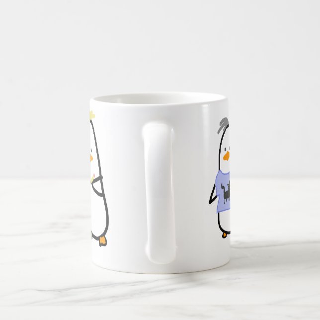 De Café A CANECA aleatória dos pinguins - 3 pássaros (Alça)