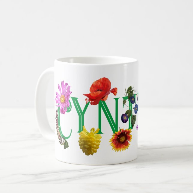 De Café A Caneca Clássica Cynthia 'Wildflower' (Frente Esquerda)