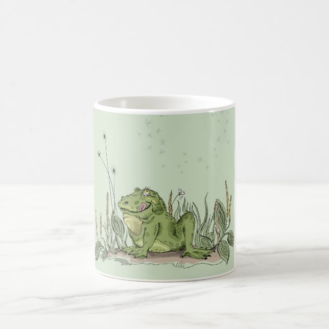 De Café A caneca com imagem engraçada do sapo verde (Centro)