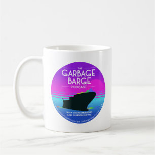 De Café A caneca do logotipo do Podcast da barca do lixo