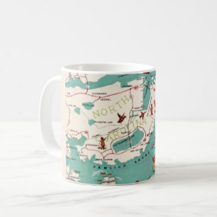 De Café A Caneca do Mapa Ilustrado dos Outer Banks