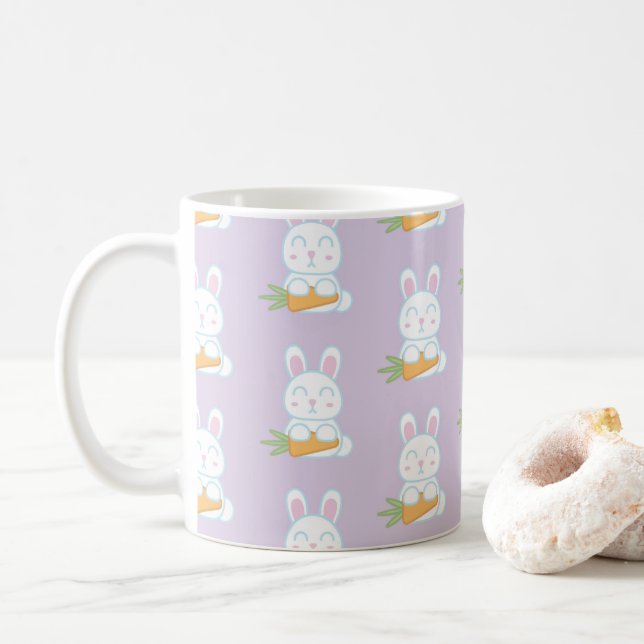 De Café A Caneca do Padrão do Coelho (Com Donut)