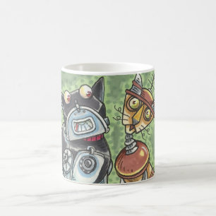 De Café A CANECA dos robôs do gato e do cão personaliza