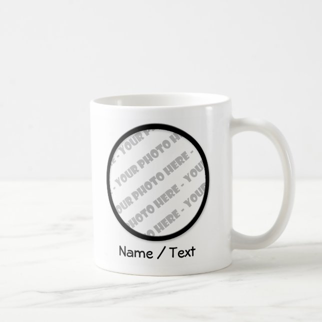 De Café A caneca redonda branca da foto & do texto - criar (Direita)