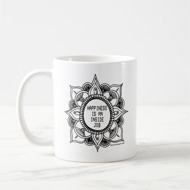 De Café A felicidade é uma caneca da mandala do trabalho (Esquerda)