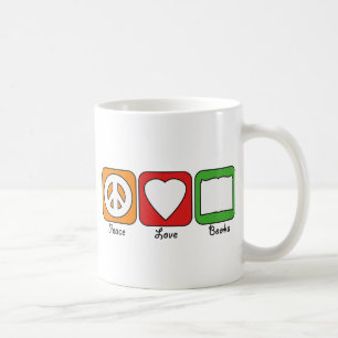De Café A paz retro, amor, registra a caneca