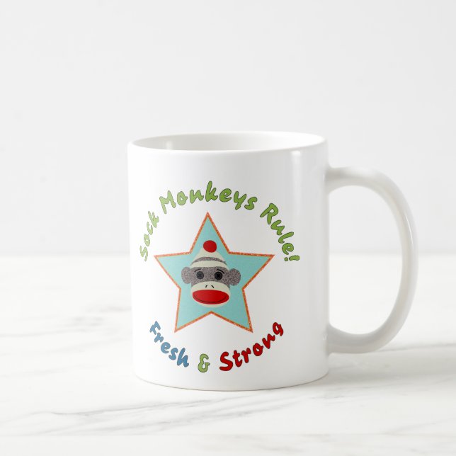 De Café A peúga Monkeys a regra! Caneca (Direita)