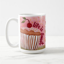 A vida é caneca doce do cupcake