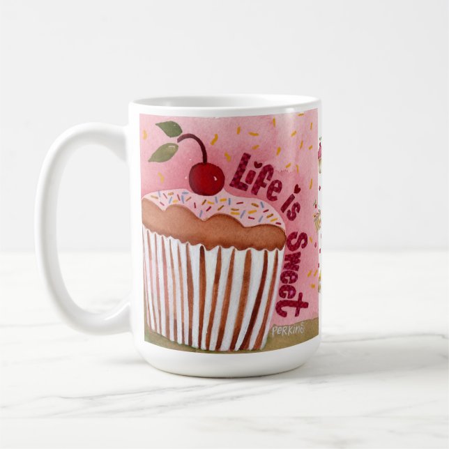 De Café A vida é caneca doce do cupcake (Esquerda)
