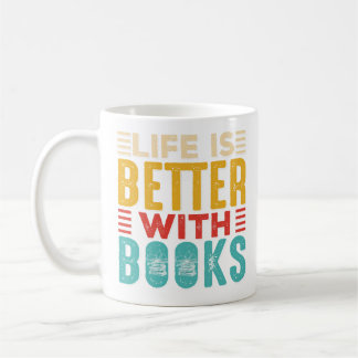 De Café A vida é melhor com livros caneca branca