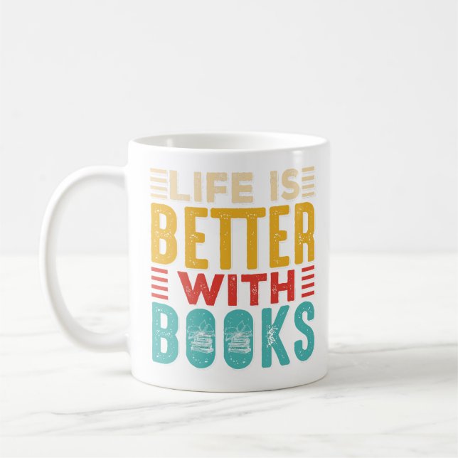 De Café A vida é melhor com livros caneca branca (Esquerda)