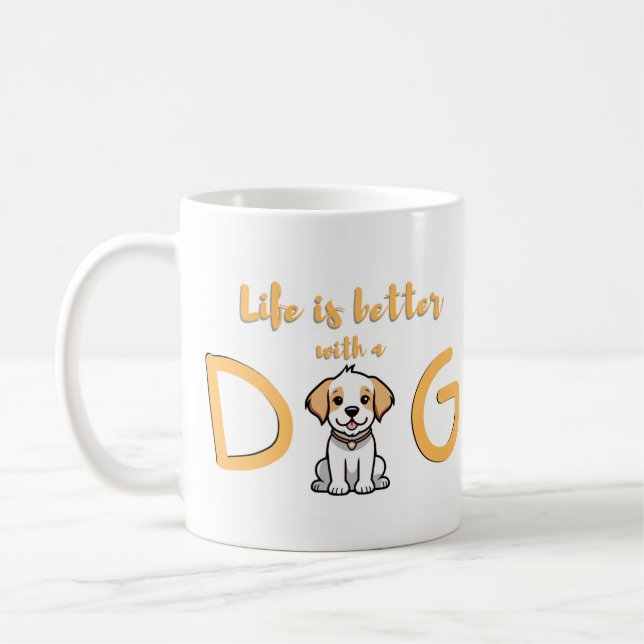 De Café A vida é melhor com um cão - caneca (Esquerda)