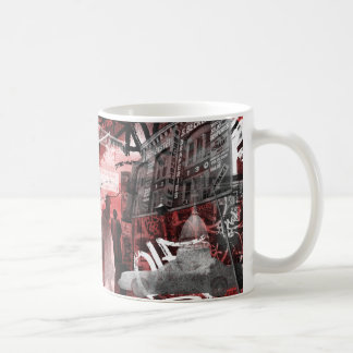 De Café Abaixe a caneca da colagem da zona leste