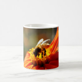 De Café Abelha nativa em uma caneca alaranjada da flor