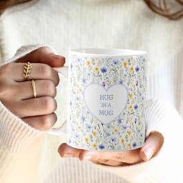 De Café Abraço em uma Caneca Coração Flor Silvestre Floral