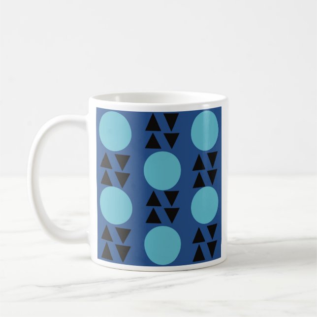 De Café Abstrato geométrica azul simples, caneca moderna (Esquerda)