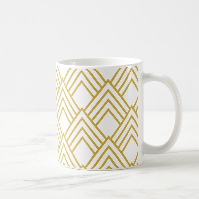 De Café Abstrato geométrica, caneca branca e dourada (Direita)