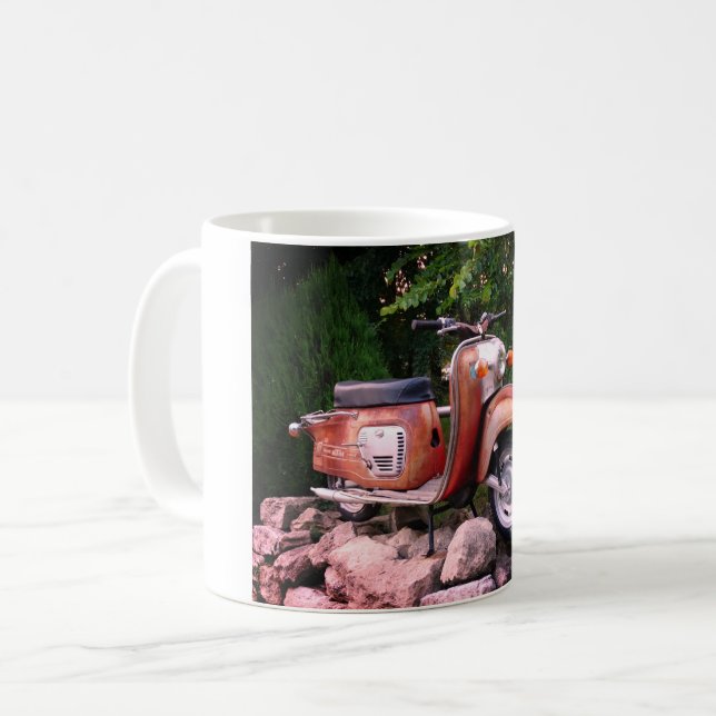 De Café Adorável Patinete Branco 325 ml Clássico, Caneca B (Frente Esquerda)