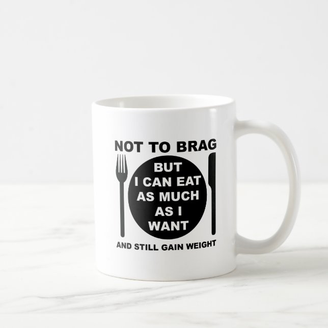 De Café Ainda Engordo Caneca Divertida (Direita)